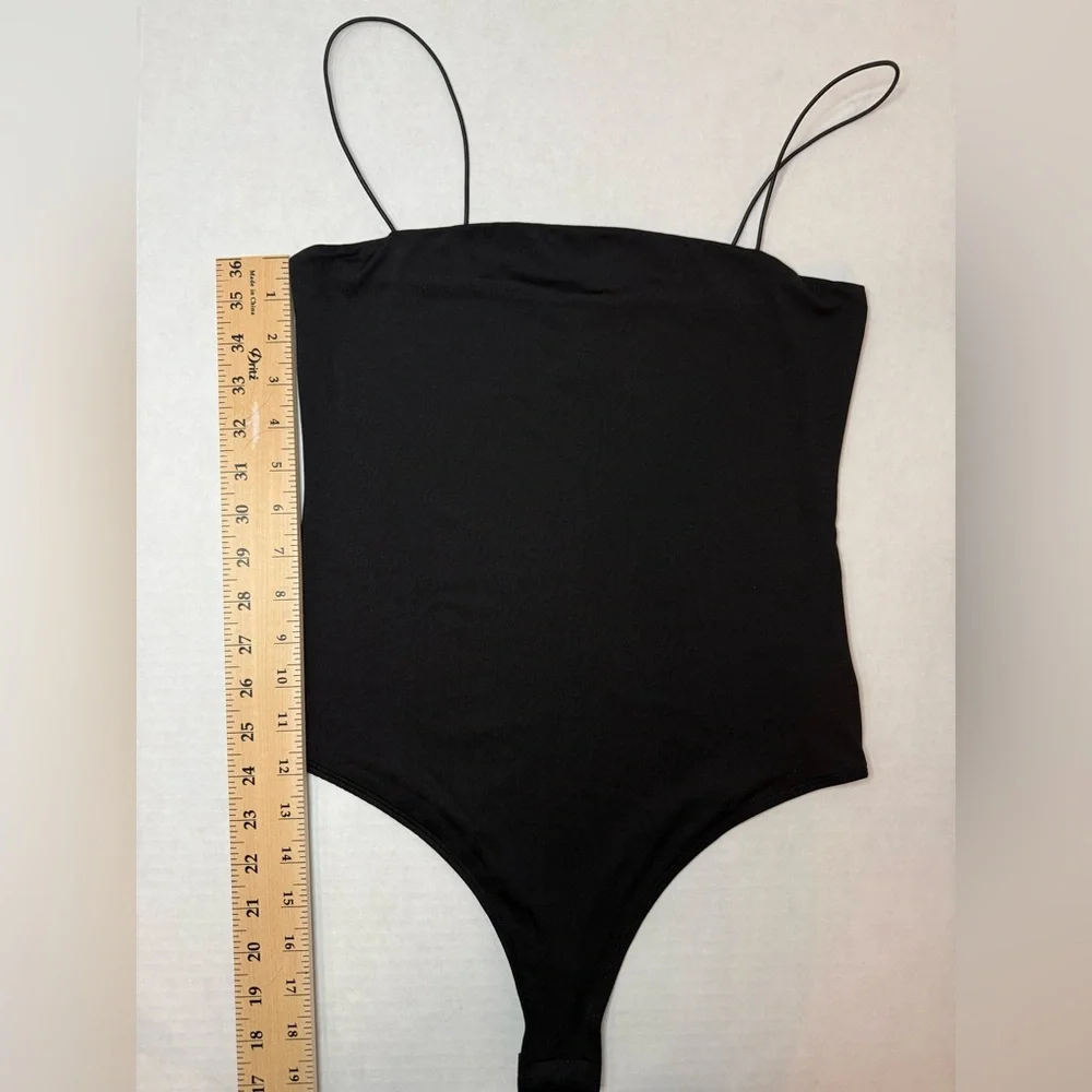 H&M Bodysuit Extra Narrow Shoulder Straps Black Size S - Picture 4 of 8